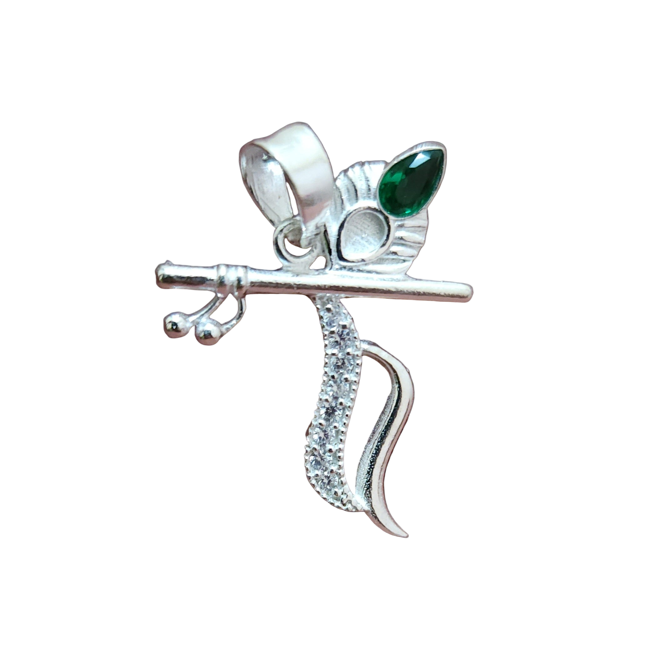 Pure 925 Sterling Silver Krishna Flute Pendant